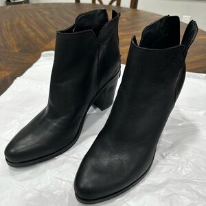 BP black leather block heeled ankle boots
